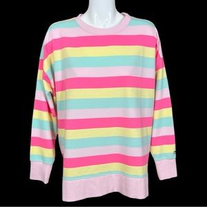 Cabana by Crown & Ivy Belk Multi Striped Crew Neck Sweeper Sweatshirt Large NWT